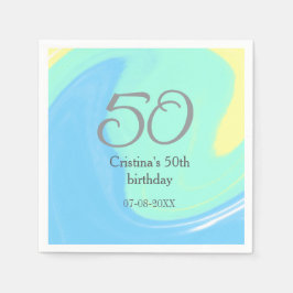 Guardanapo De Papel Cinza azul verde data de adição do nome do anivers