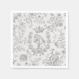 Guardanapo De Papel Cinza Chic Elegante Branca, Toile Equestre