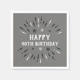 Guardanapo De Papel Cinza de fogos de artifício aniversário de 40 anos