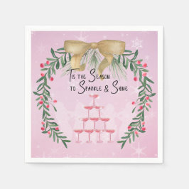 Guardanapo De Papel Cinza de Natal Rosa e Brilho