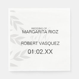 Guardanapo De Papel Cinza de Ramificação Moderna Branco Preto