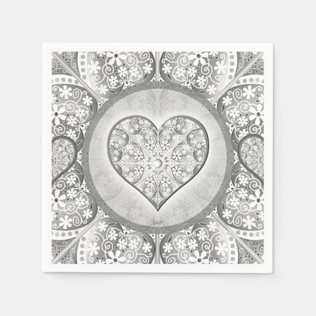 Guardanapo De Papel Cinza de rendas cerâmicas (Frente)