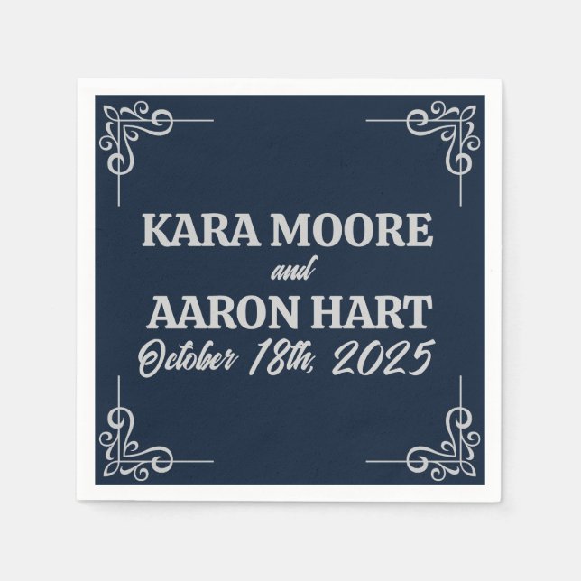 Guardanapo De Papel Cinza de Slate Blue Edwardian Cocktail (Frente)