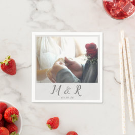Guardanapo De Papel Cinza do logotipo de casamento de fotos minimo mod