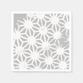 Guardanapo De Papel Cinza e padrão geométrico branco