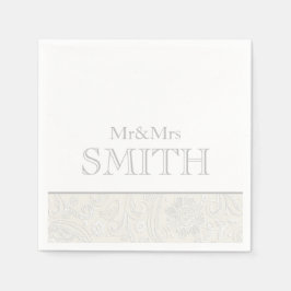 Guardanapo De Papel Cinza Elegante Casamento Sr. & Sra.