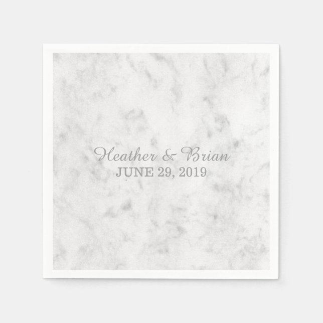 Guardanapo De Papel Cinza Elegante Marble Wedding (Frente)