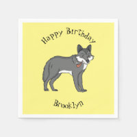 Cinza lobo com ilustração de desenho animado