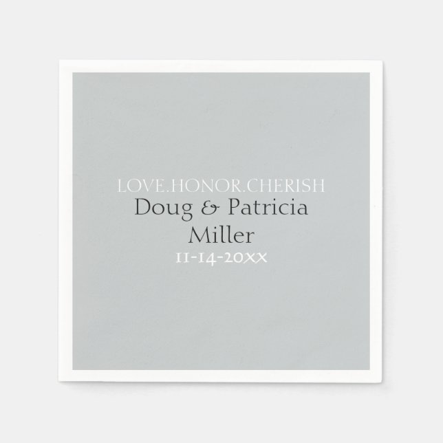 Guardanapo De Papel Cinza Love Honor Cherish (Frente)