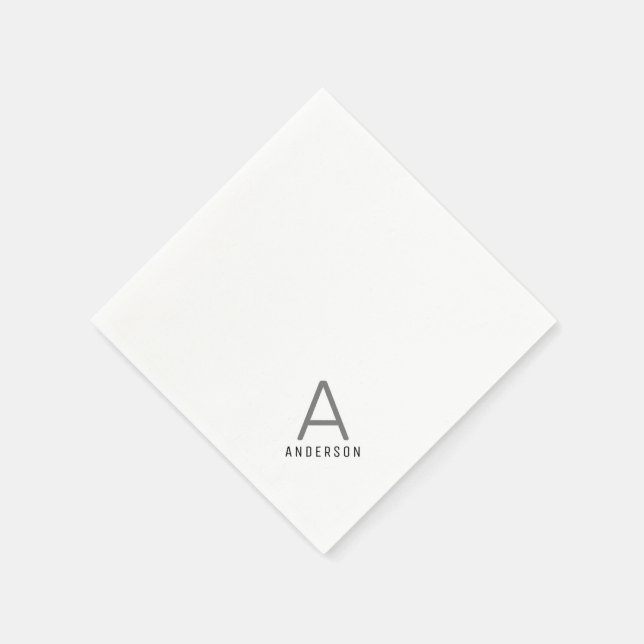 Guardanapo De Papel Cinza Negra Personalizada Moderna Inicial (Canto)