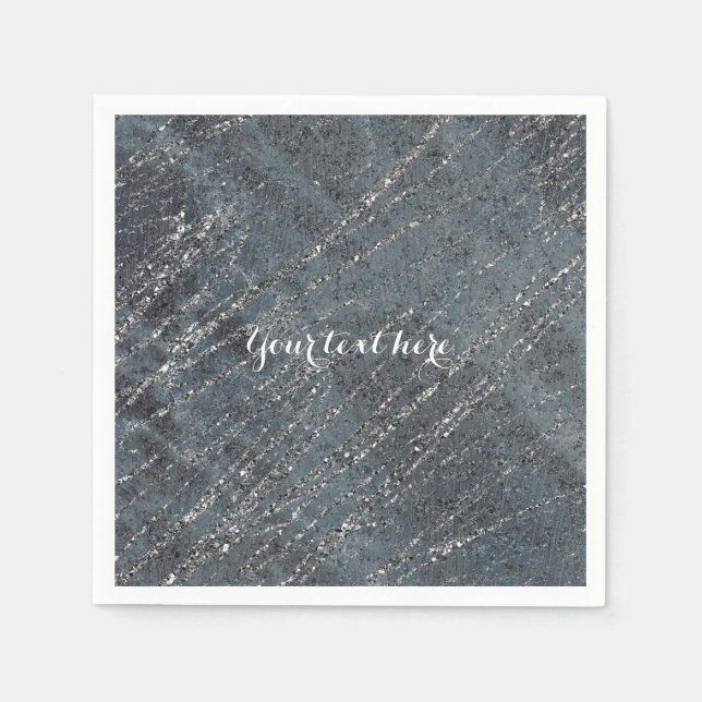 Guardanapo De Papel Cinza Negra Verde - Partido Moderno do Marble Desi (Frente)