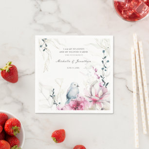 Guardanapo De Papel Cinza rosa Floral com Casamento de Bíblia Cristã D