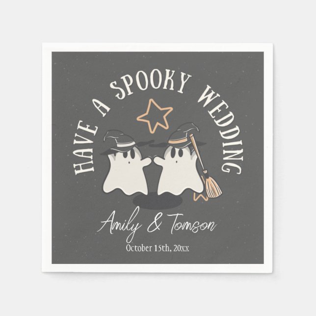 Guardanapo De Papel Cinza Rustic Spooky Ghost Halloween Personalizado (Frente)