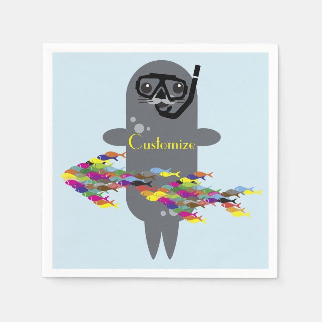 Guardanapo De Papel Cinza Seal Thunder_Cove (Frente)