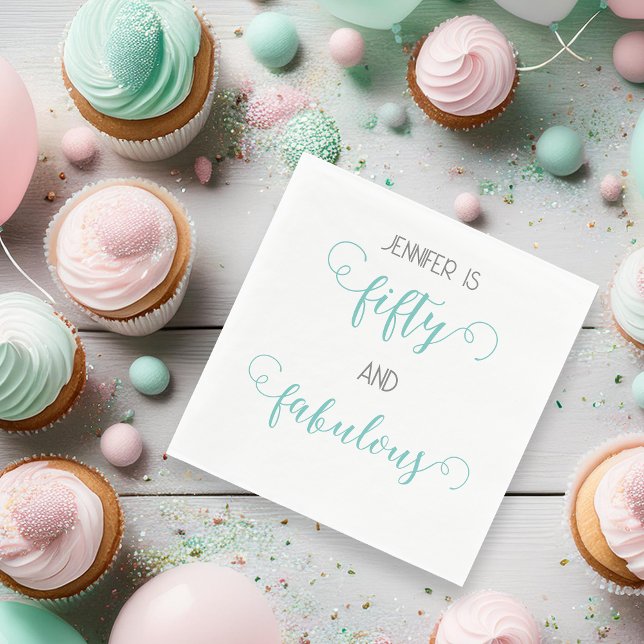 Guardanapo De Papel Cinza Teal 50 e Papel Fabuloso de Aniversário Napk (Criador carregado)