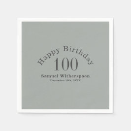 Guardanapo De Papel Cinza Verde e Carvões Simples 100º Aniversário