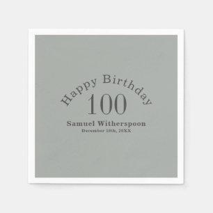 Guardanapo De Papel Cinza Verde e Carvões Simples 100º Aniversário