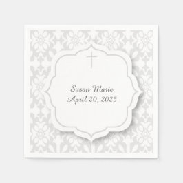 Guardanapo De Papel Cinzas com etiqueta decorativa e cruz