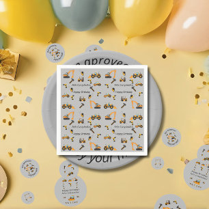 Guardanapo De Papel Cinzas - Construção de Festa de aniversário Bilíng