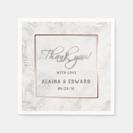 Guardanapo De Papel Cinzas de prata e palma cor-de-rosa empoeirado