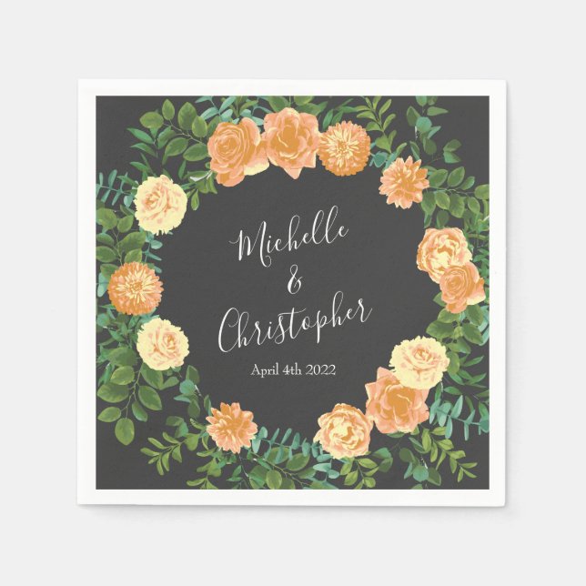 Guardanapo De Papel Cinzas Escuras cada Floral Moderno Casamento (Frente)