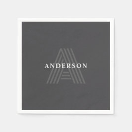 Guardanapo De Papel Cinzas Escuras - Nome Moderno Monograma