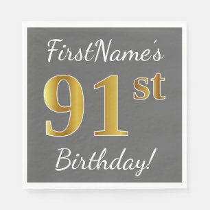 Guardanapo De Papel Cinzas, Faux Dourado 91rua Birthday + Nome Persona