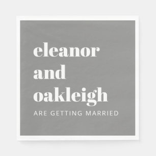 Guardanapo De Papel Cinzas Modernas e Casamento Branco da Tipografia N