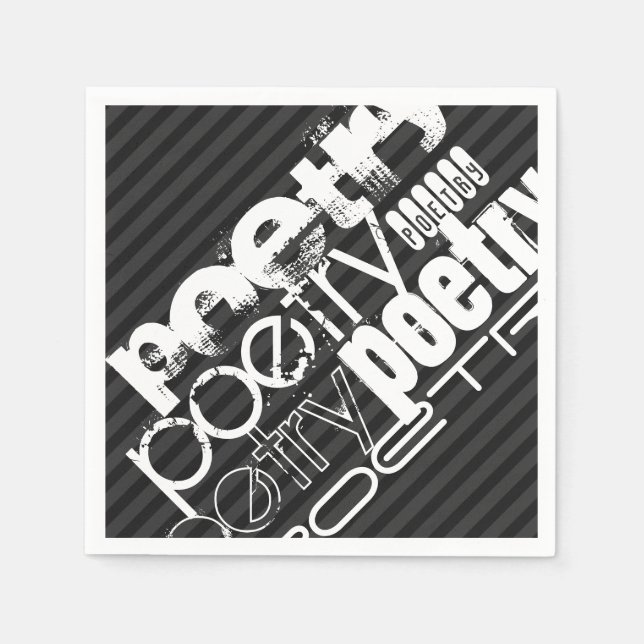 Guardanapo De Papel Cinzas Pretas e Escuras do Poetry; (Frente)