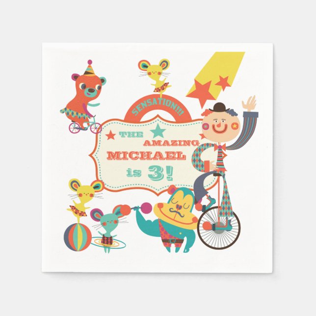 Guardanapo De Papel Circo Personalizado Atua Papel de Aniversário Napk (Frente)