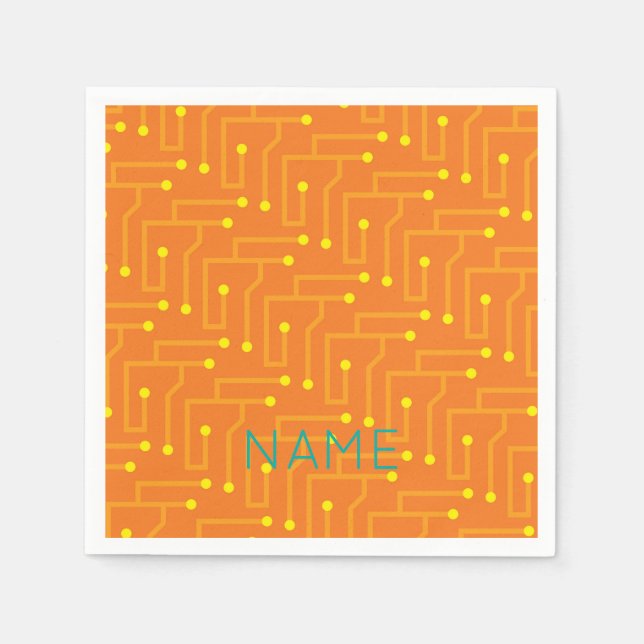 Guardanapo De Papel Circuito Conselho cor laranja amarelo Mod Computer (Frente)