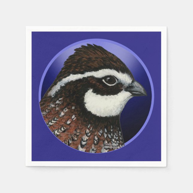 Guardanapo De Papel Círculo de Cabeça de Codorna Bobwhite (Frente)