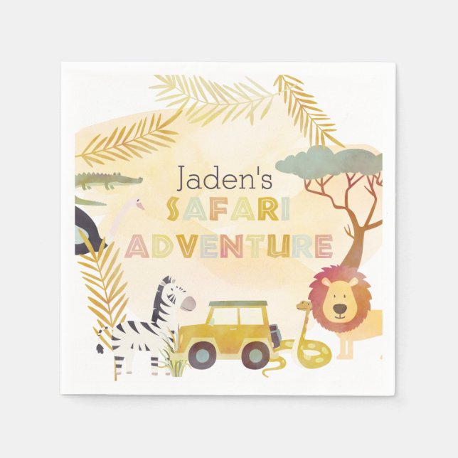 Guardanapo De Papel Círculo de Festa de aniversário de Aquarela de Ani (Frente)