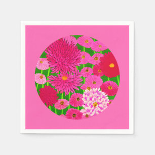 Guardanapo De Papel Círculo de Flores, Croquítemo Rosa Fuchsia