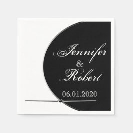 Guardanapo De Papel Círculo Moderno Negro e Branco Possuindo Napkins