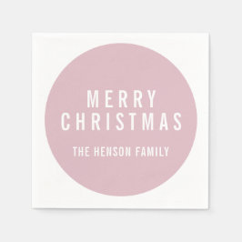 Guardanapo De Papel Círculo Moderno Pastel Rosa Feliz Feliz Natal