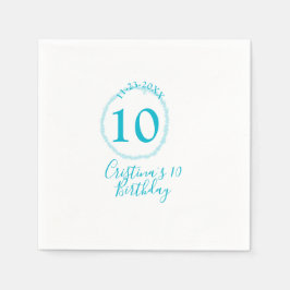 Guardanapo De Papel Círculo turquesa. Brilhante 10.º aniversário negri