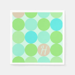 Guardanapo De Papel Círculos Azul Turquesa, Verde Apple e Coral Claro
