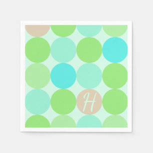 Guardanapo De Papel Círculos Azul Turquesa, Verde Apple e Coral Claro