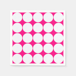 Guardanapo De Papel círculos brancos a rosa forte