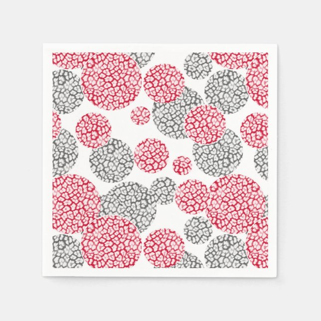 Guardanapo De Papel Círculos com cinza e impressão de pele-leopardo ve (Frente)