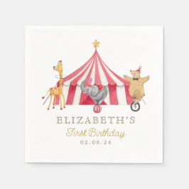 Guardanapo De Papel Circus Watercolor Animais bonitos de aniversário