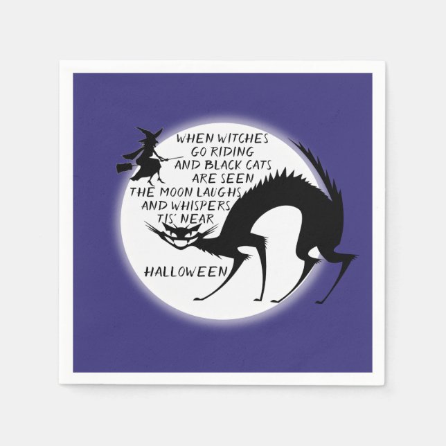 Guardanapo De Papel Citação de Bruxas e Gatos Negros (Frente)