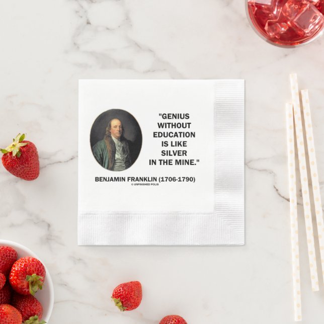 Guardanapo De Papel Citação de Gênio sem Educação de Benjamin Franklin (Insitu)