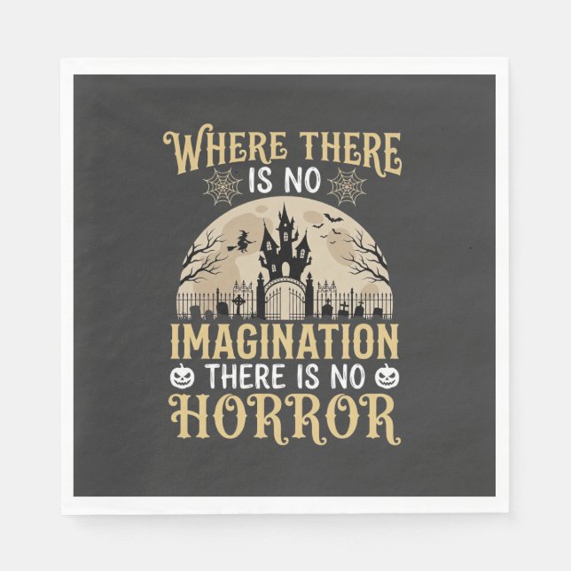 Guardanapo De Papel Citação de Terror de Halloween Castelo Assombrado  (Frente)