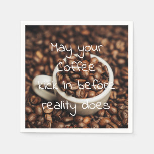 Guardanapo De Papel Citações engraçadas do café/feijões de café
