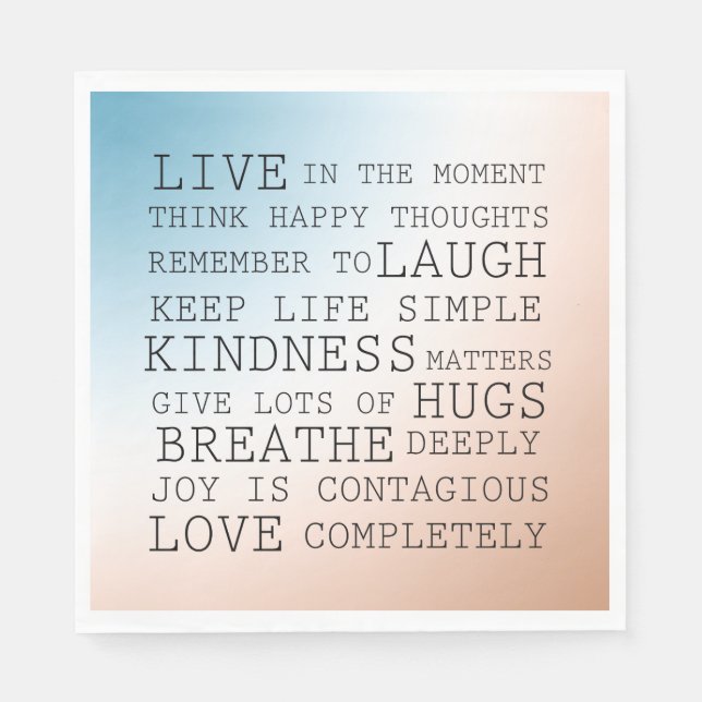 Guardanapo De Papel Citações Inspiracionais Blue Brown Ombro (Frente)