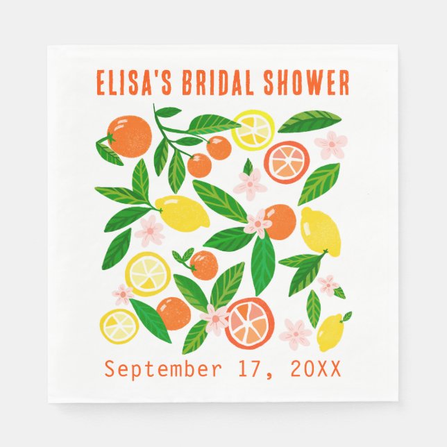 Guardanapo De Papel Citrus Celebration Custom Name BRIDAL SHOWER (Frente)
