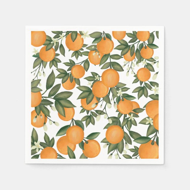 Guardanapo De Papel Citrus de Verão Doce Botânico Laranjas Folhagem (Frente)
