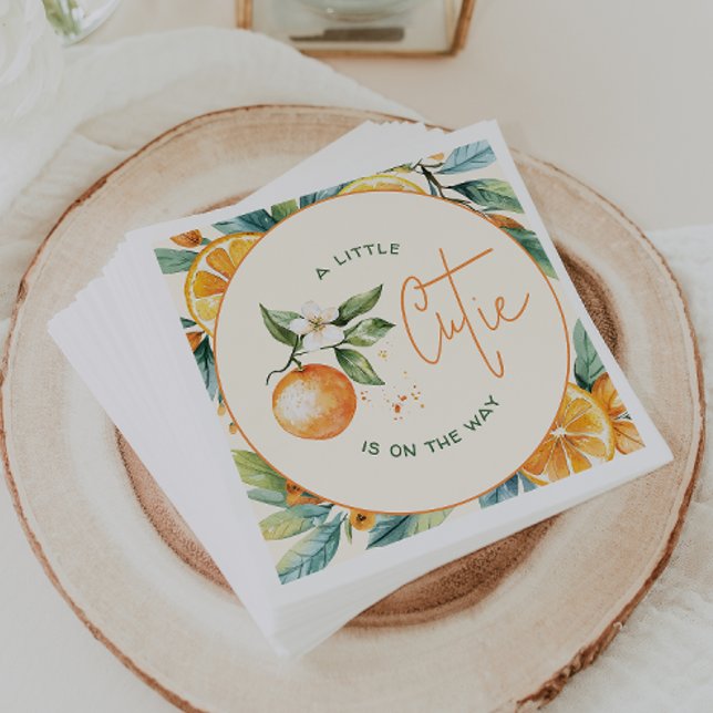 Guardanapo De Papel Citrus Little Cutie Laranja | Chá de fraldas Napki (Criador carregado)
